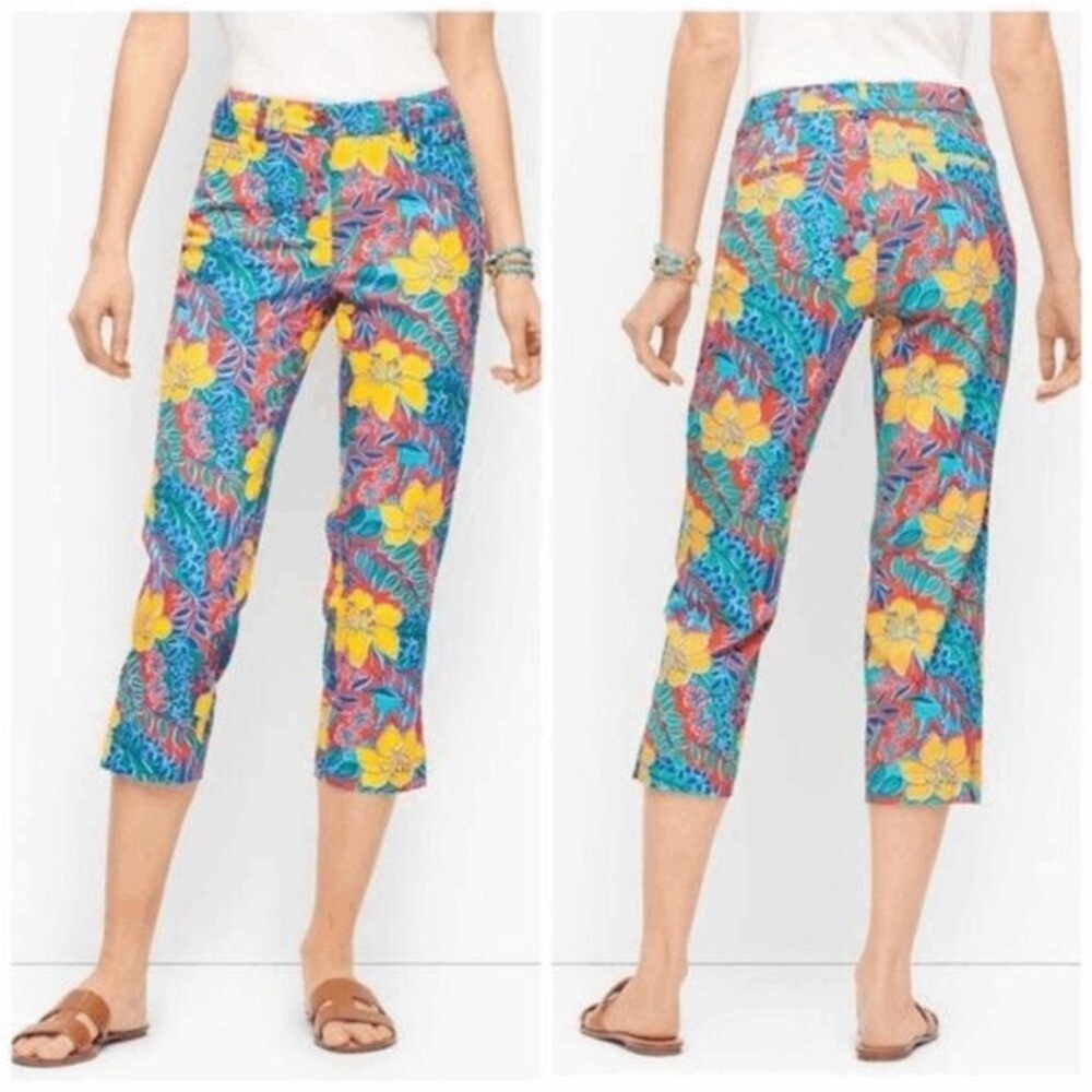 Talbots Perfect Skimmer Crop Pant Hibiscus Capri Sz 16